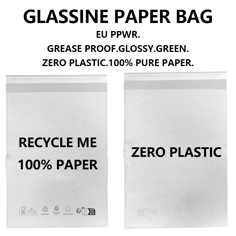 Aangepaste EU PPWR-compatibele pergamijn papieren zak Plastic gratis recyclebare verpakking Fabrikant