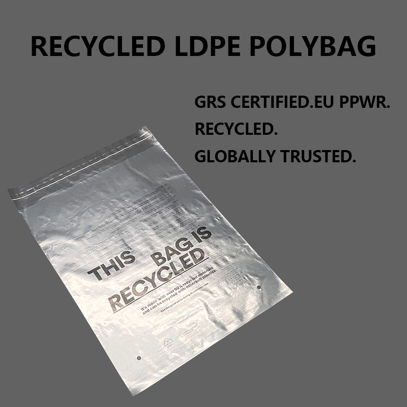 EU PPWR Custom GRS gerecycleerde LDPE polybag voor kleding- en e-commerceverpakkingen