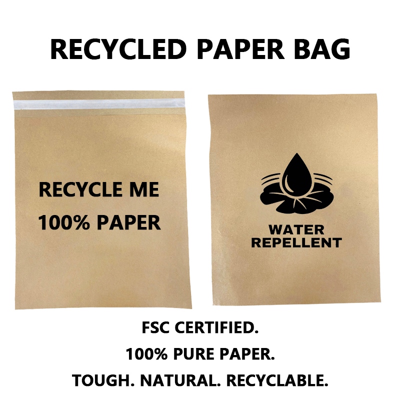 Op maat gemaakte recyclebare kraftpapieren zak met zelfklevende sluiting